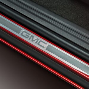 Front and Rear Door Sill Plates in Stainless Steel with GMC Logo