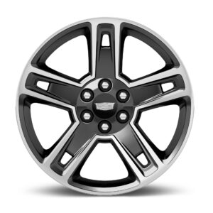 22x9-Inch Aluminum 5-Split-Spoke Wheel in Ultra Bright Machine with Gloss Black