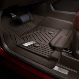 First-Row Premium All-Weather Floor Liners in Cocoa with Chrome GMC Logo (for Models with Center Console)