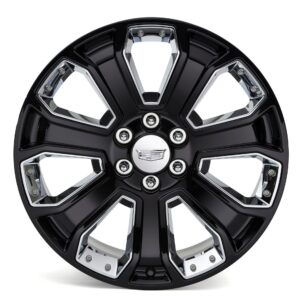22x9-Inch Aluminum 7-Spoke Wheel in Gloss Black with Chrome Inserts