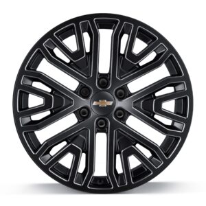 22x9-Inch Aluminum Multi-Spoke Wheel in Low Gloss Black with Machined Accents