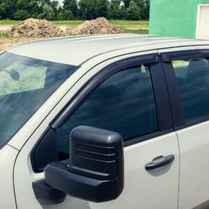 Crew Cab Tape-On Door Window Weather Deflectors in Dark Smoke by EGR® - Associated Accessories