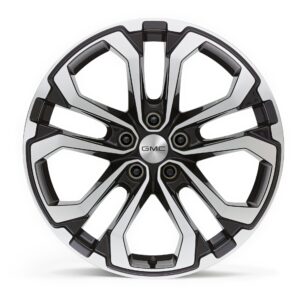 19x7.5-Inch Aluminum 5-Split-Spoke Wheel in Machined Face Finish with Gloss Black Pockets