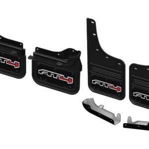 Front and Rear No-Drill Gatorback Mud Flap Kit with Black AT4 Logo (for Single Rear Wheel Models) by Truck Hardware - Associated Accessories