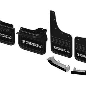 Front and Rear No-Drill Gatorback Mud Flap Kit with Black Denali Logo (for Single Rear Wheel Models) by Truck Hardware - Associated Accessories