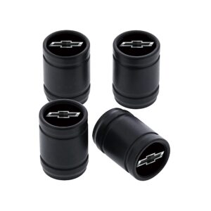 Wide Bottom License Plate Frame in Black Powder Coated Zinc with Chevrolet Bowtie and Valve Stem Caps by Baron & Baron® - Associated Accessories